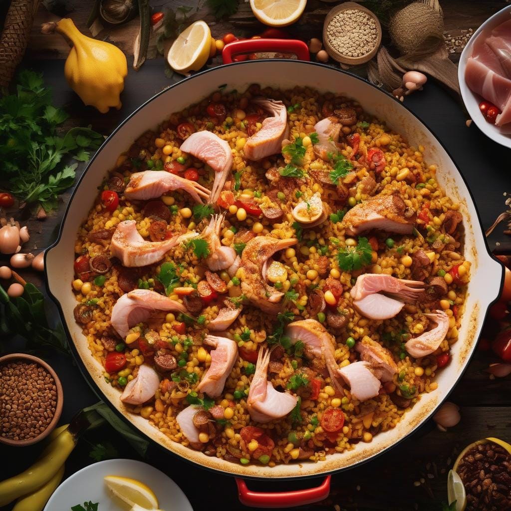 Spanish pork paella