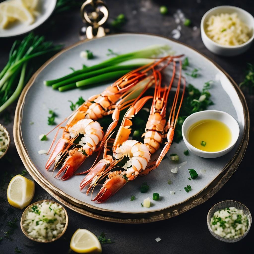 Tom Kitchin: Roasted langoustine with  spring onion and garlic butter