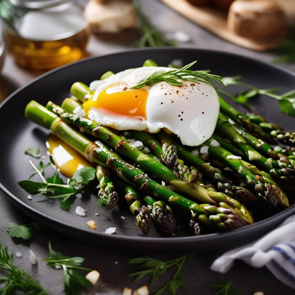 Gino’s grilled asparagus with a poached egg