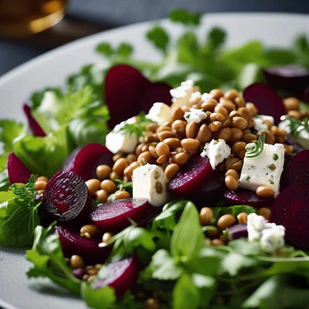 Rick Stein’s lentil, beetroot & goats’ cheese salad