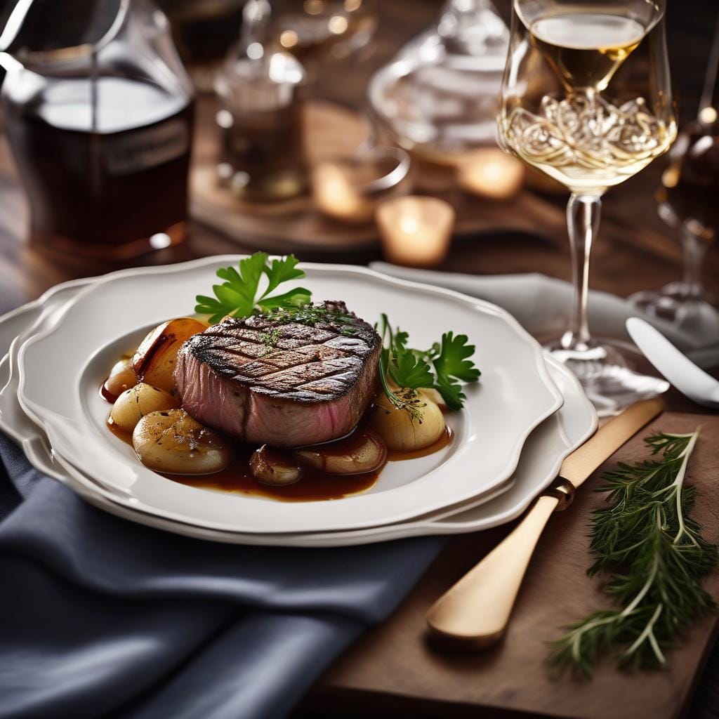 James Martin’s steak with whisky-braised onions