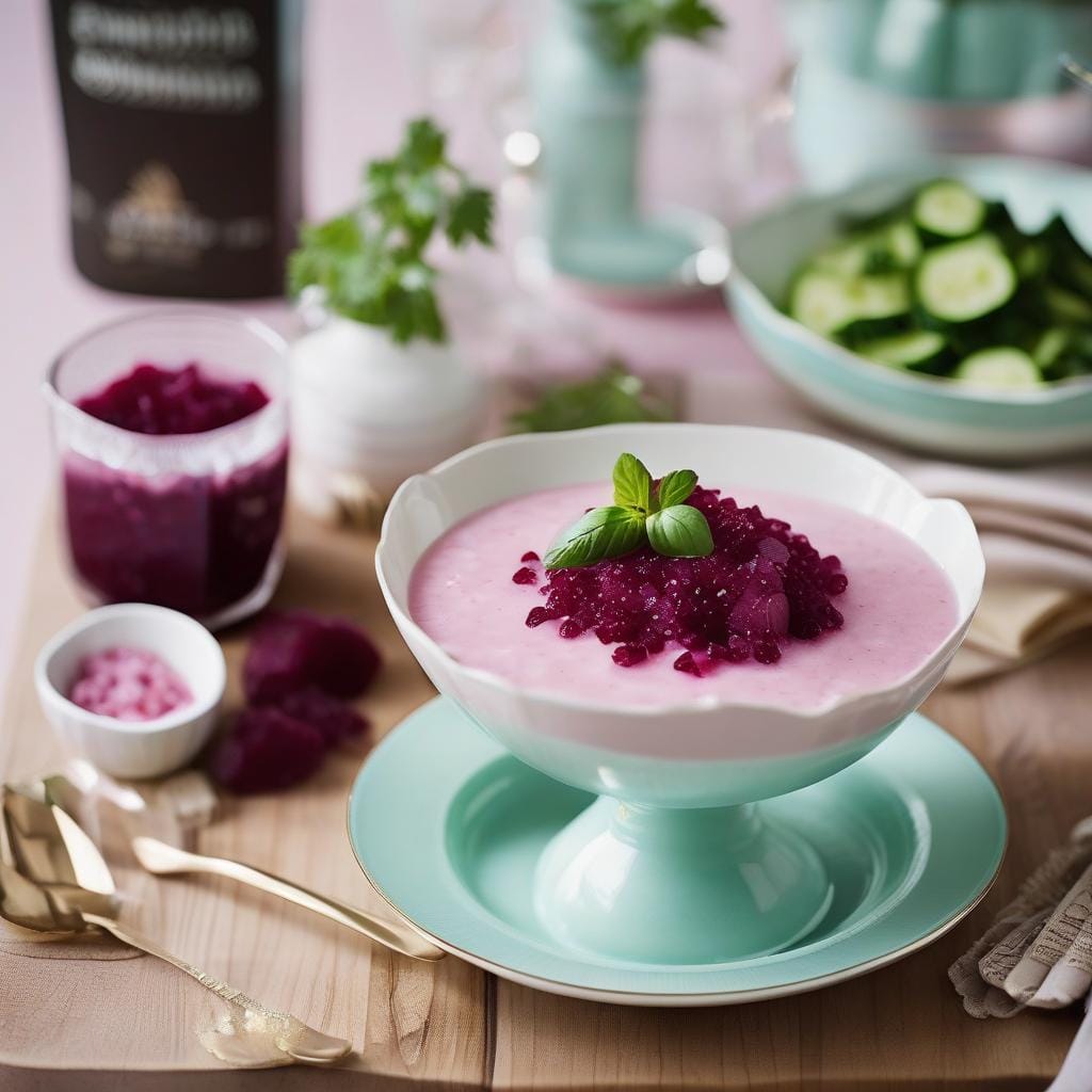 Rachel Khoo: Chilled cucumber soup with beetroot yoghurt granita