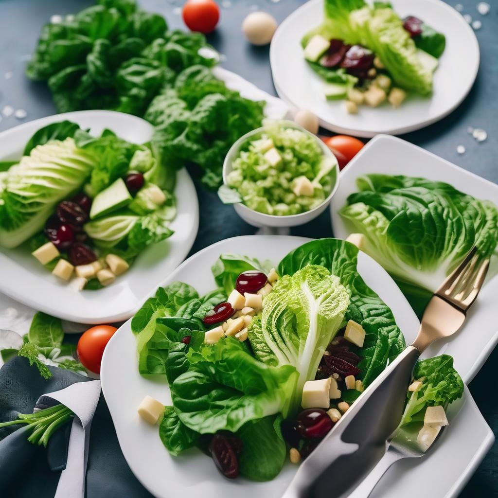 Salade landaise with romaine lettuce and bleu d’Auvergne