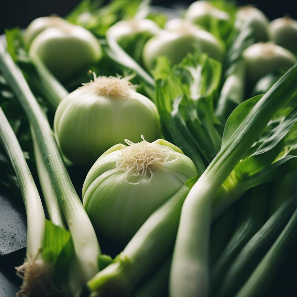 Smothered leeks and kohlrabi