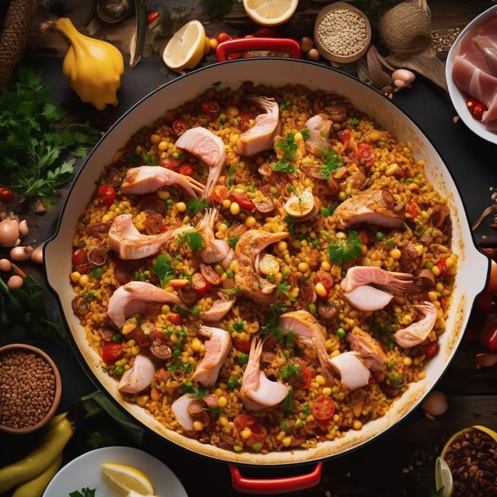 Spanish pork paella
