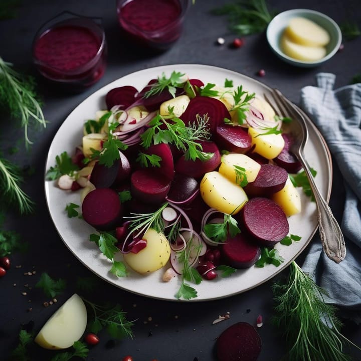 Dirty Vegan Scandi beetroot, potato and fennel salad