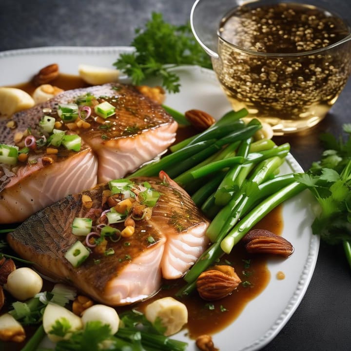 Ainsley Harriott’s tamarind rainbow trout with ginger & spring onions