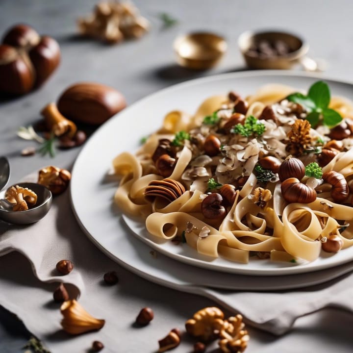 Simon Rogan: Chestnut pasta with truffle sauce & chanterelles