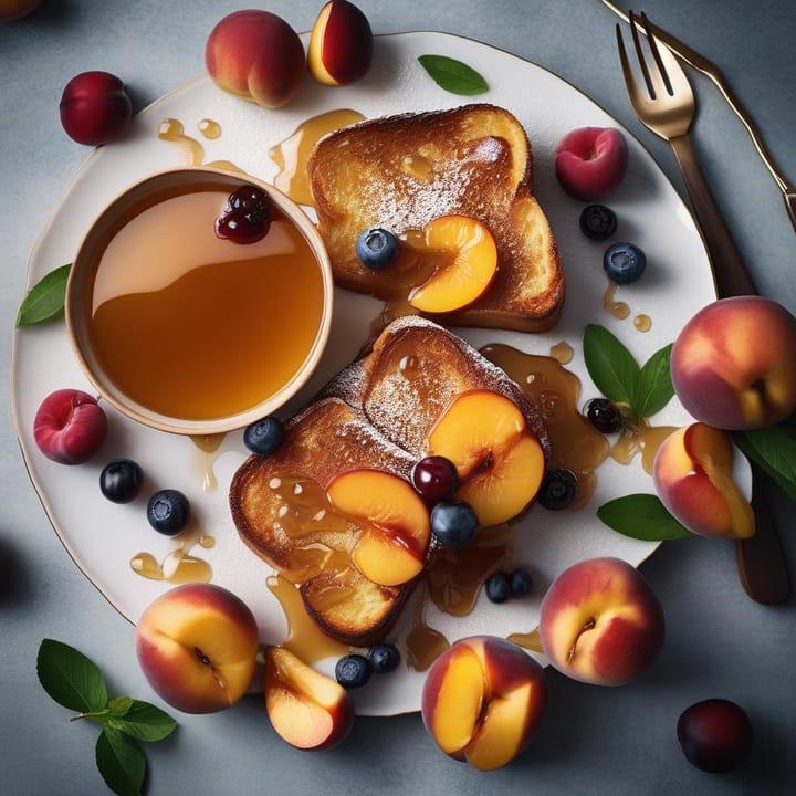 Simon Rimmer and Tim Lovejoy’s Sunday Brunch Cookbook: Brioche French toast with  honey-glazed nectarines