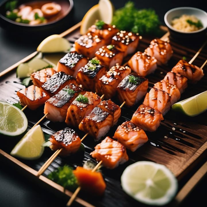 Salmon yakitori